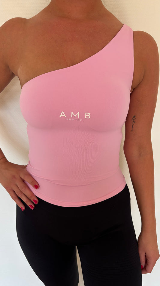 One shoulder top roze